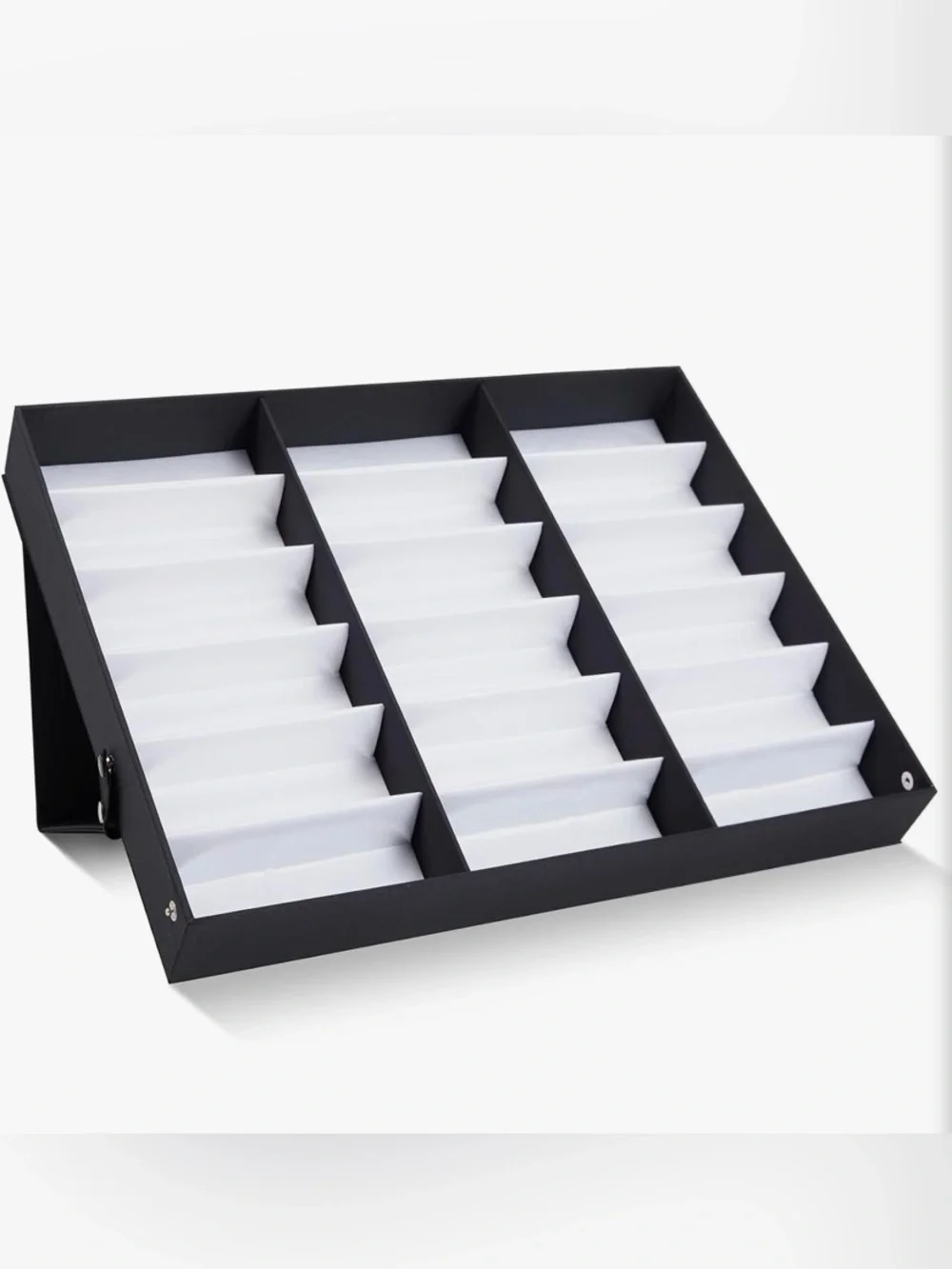 Juvale 18-Slot Sunglass Organizer & Sunglasses Case - Black 18.7 x 14.9 x 2.4 in